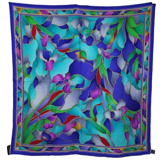 leonard Paris Accessories - Leonard Paris 100% Silk Made In Italy Iris Stain Glass Silk Scarf Designer